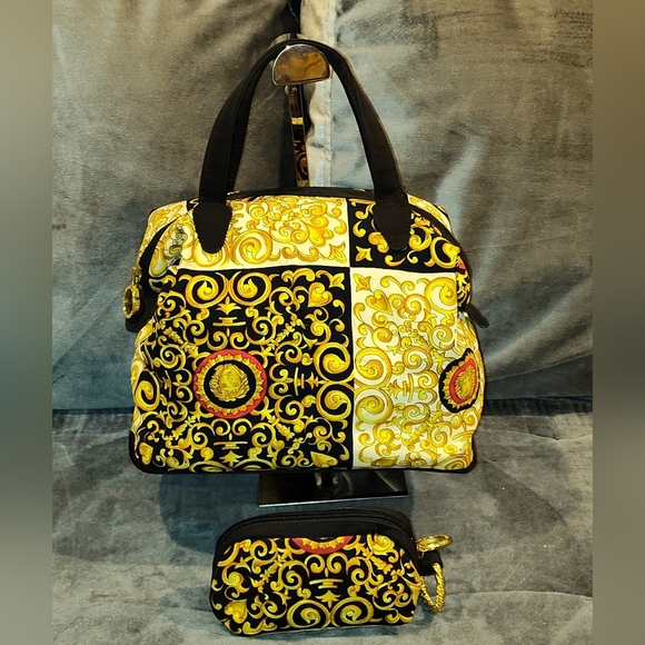 NWOT Authentic Gianni Versace Baroque Medusa Fabric Matching Handbag Set - Picture 7 of 16